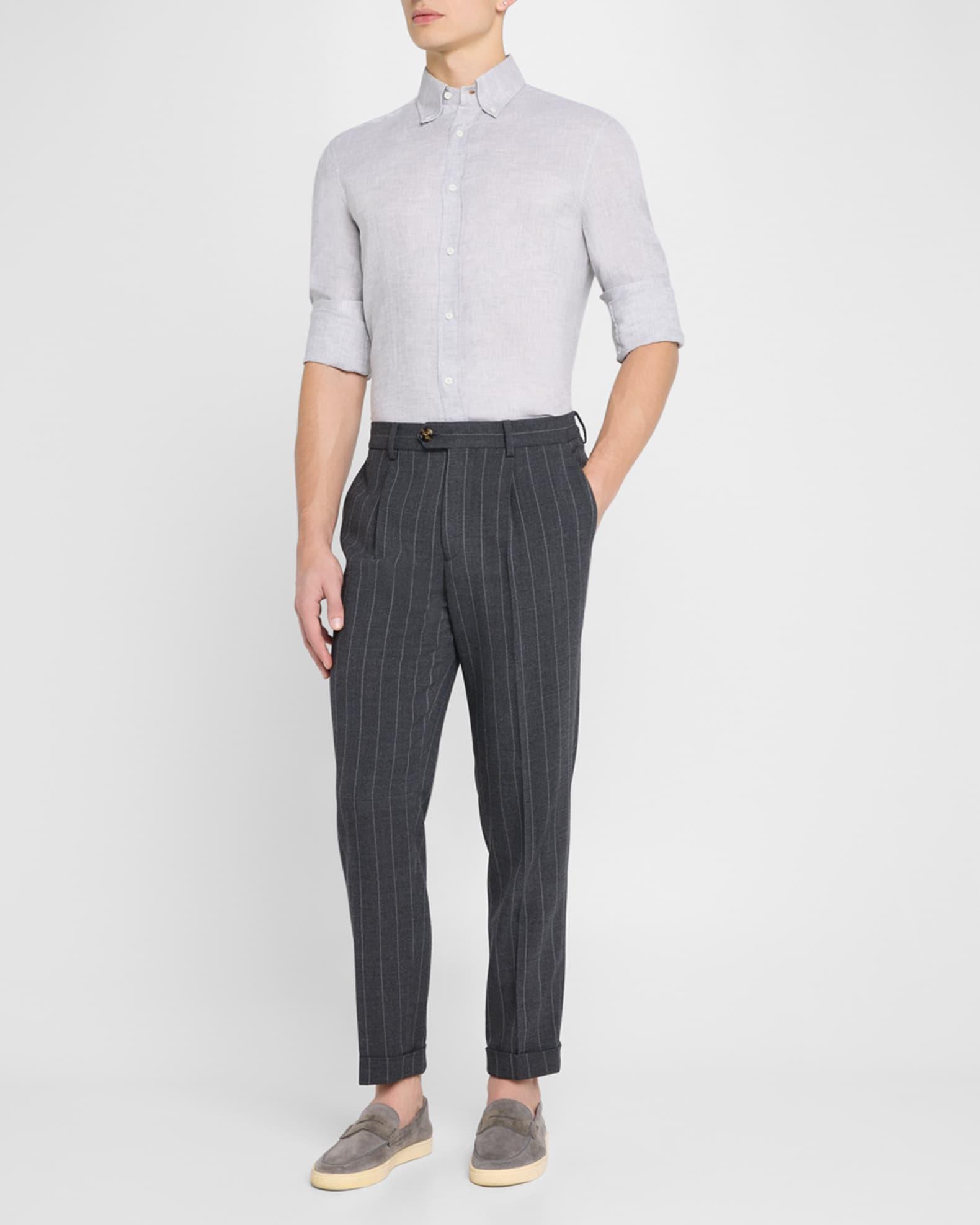 Men's Linen Casual Button-Down Shirt Product Image
