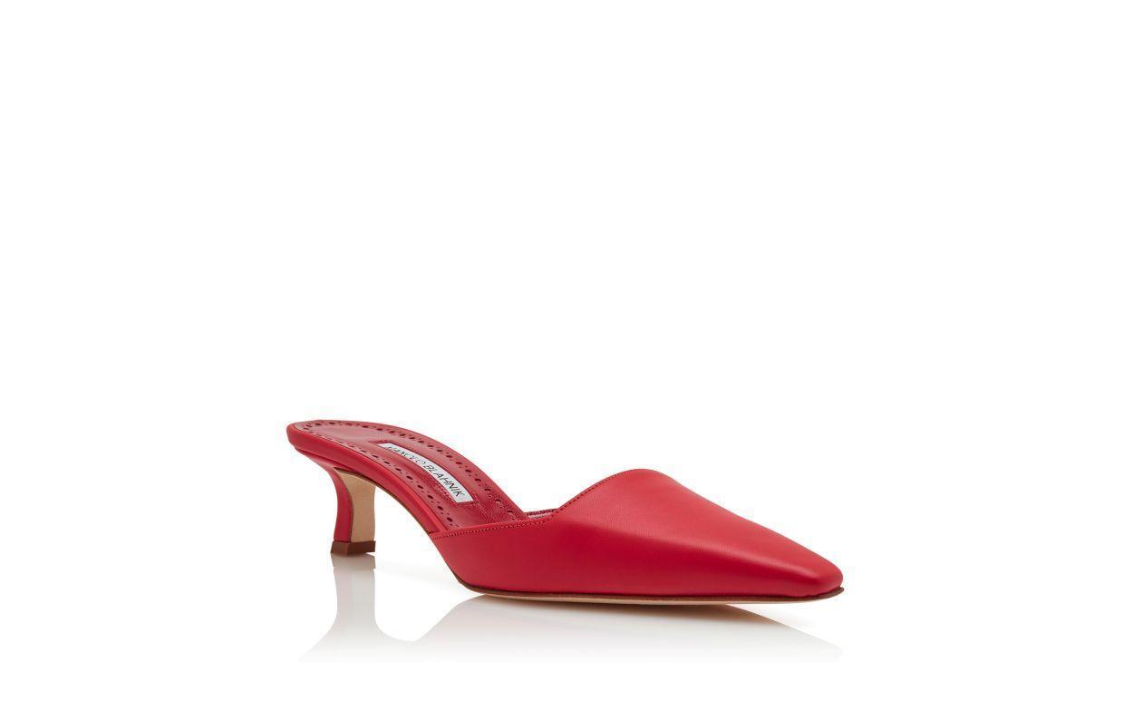 MOIRAMU Red Nappa Leather Pointed Toe Mules Product Image