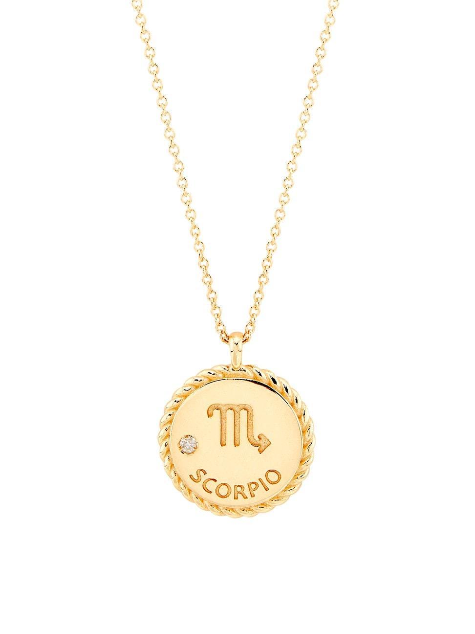 Womens 14K Gold & Diamond Star Sign Pendant Necklace Product Image