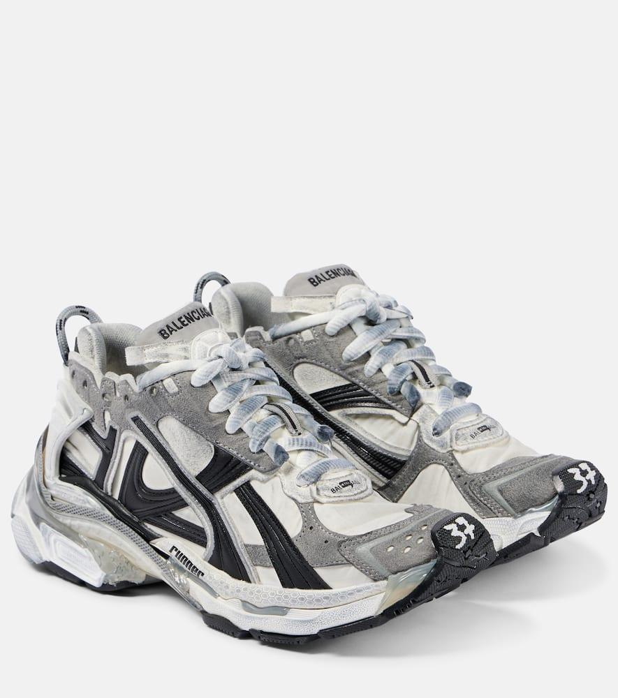 BALENCIAGA Runner Sneakers With Mesh Panels And Rubber Sole In Grey Product Image