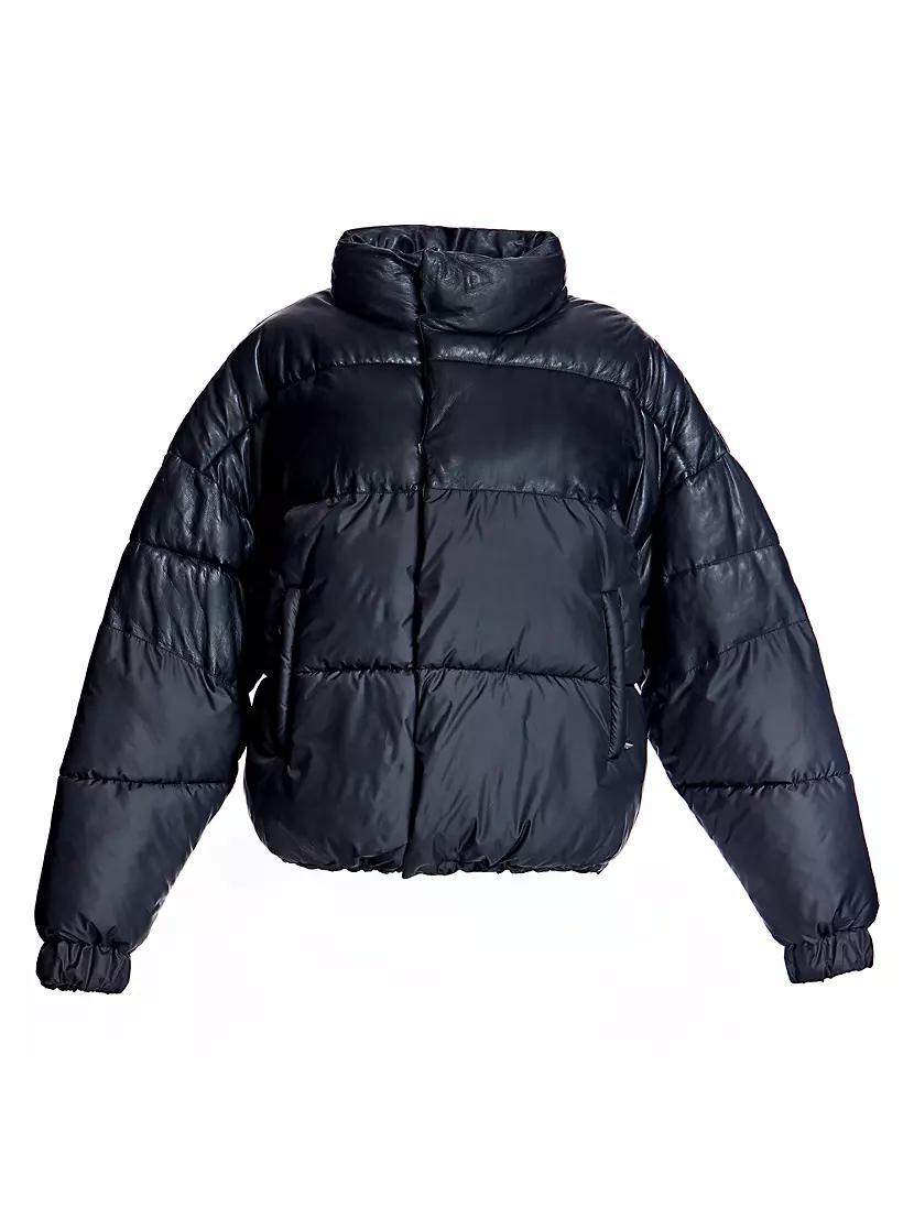Men's Leather Puffer Jacket Product Image
