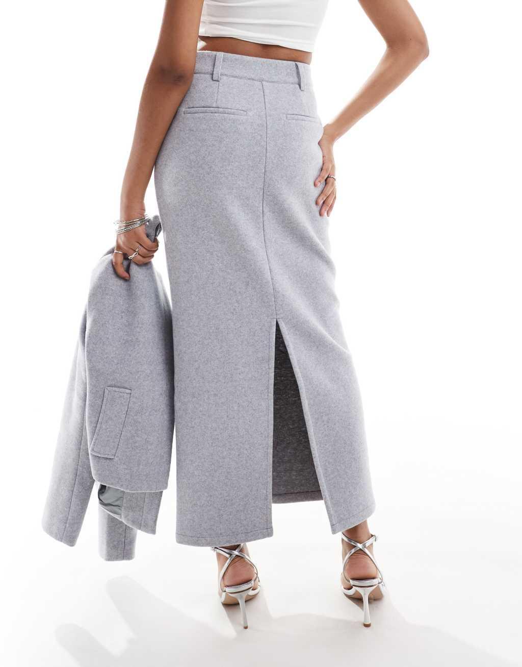 Pretty Lavish tailored maxi skirt in gray Product Image