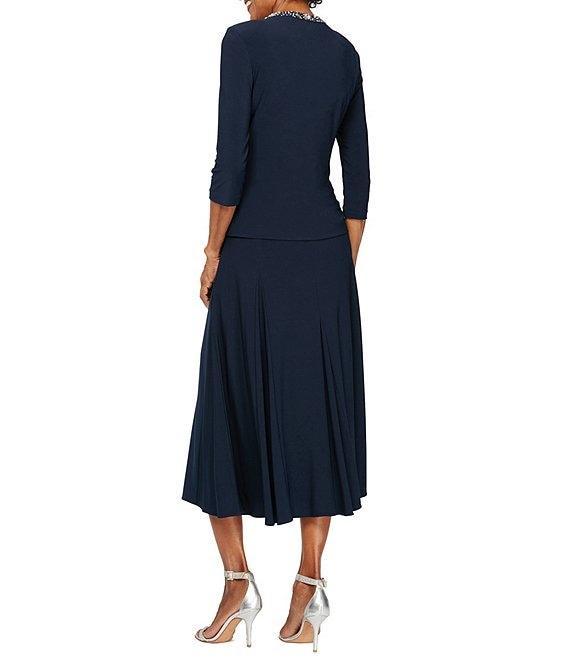 Alex Evenings Beaded 3/4 Sleeve Scoop Neck 2-Piece Jacket Dress Product Image
