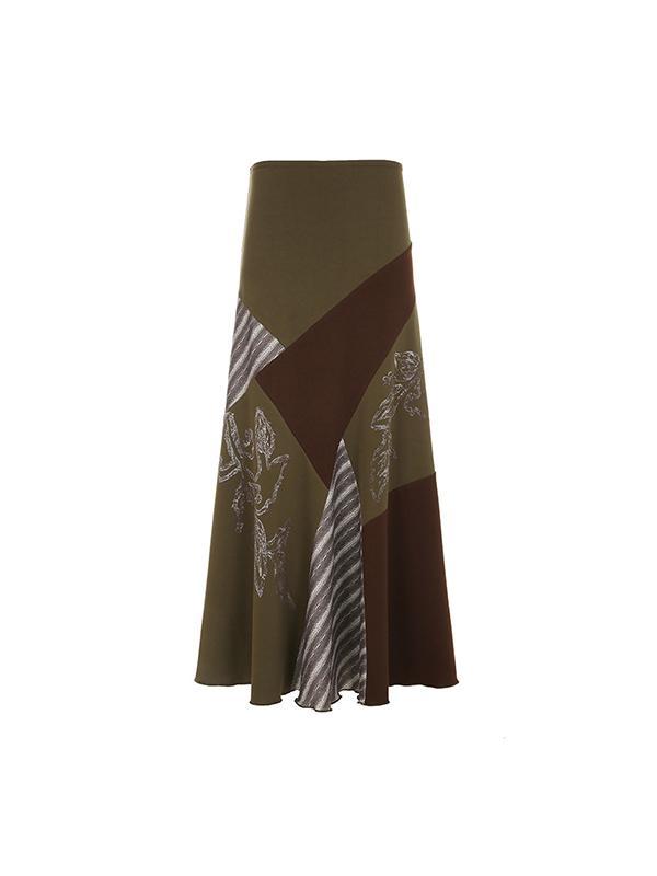 Mori Print Patchwork Maxi Skirt Product Image