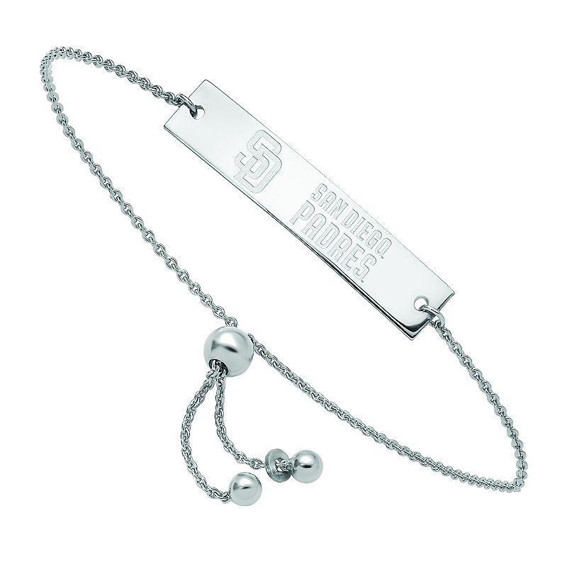 LogoArt Sterling Silver San Diego Padres Small Bar Adjustable Bracelet, Women's, Size: 9" Product Image