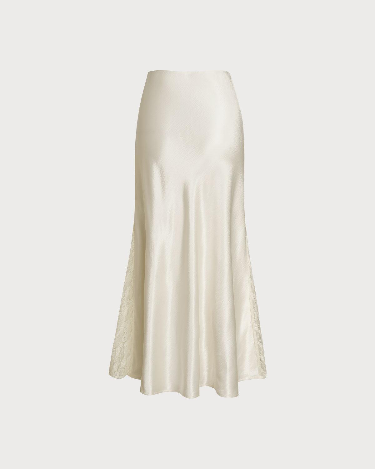 Beige Elastic Waist Natural Waisted Mermaid Skirt Product Image