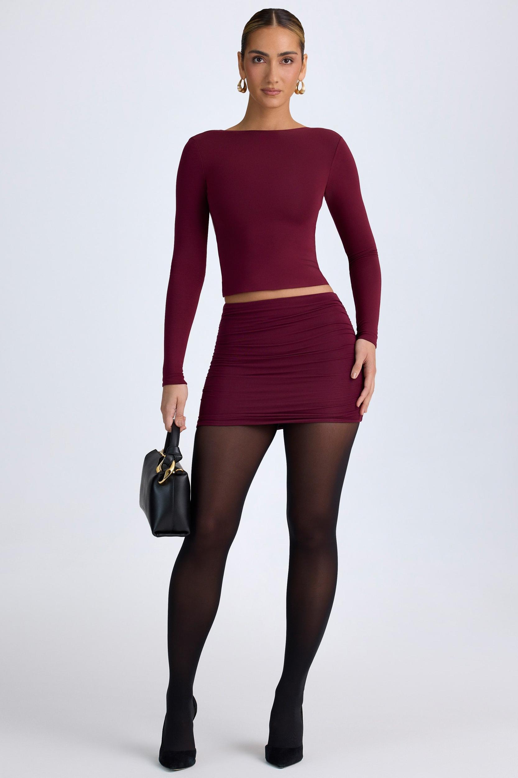 Modal High-Neck Open-Back Top in Wine Red Product Image