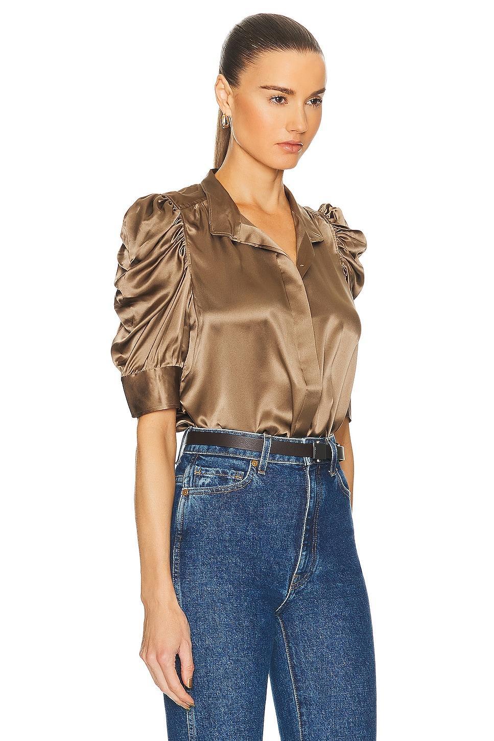 Gillian Silk Ruched Sleeve Top Product Image