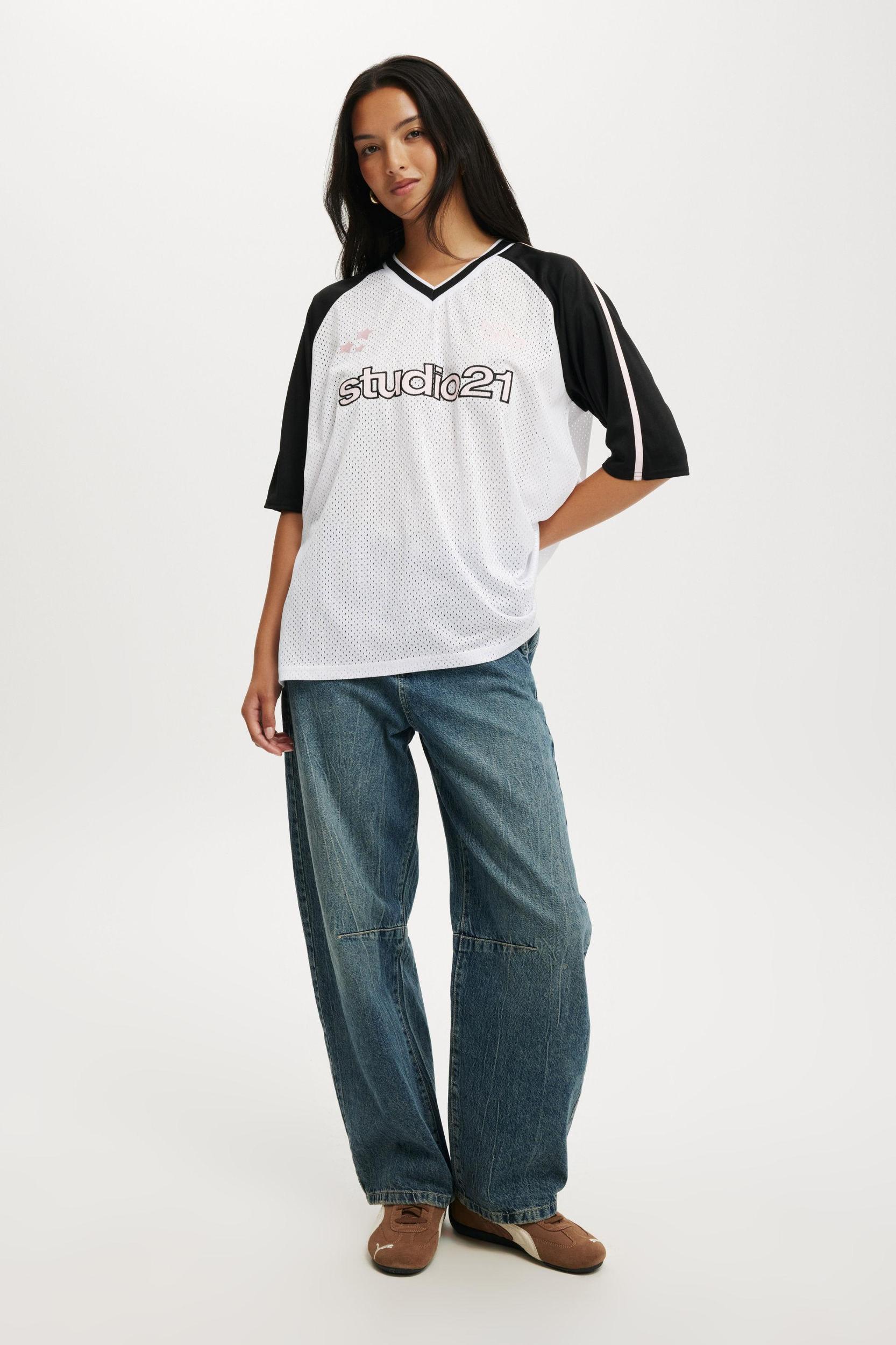 Oversized V Neck Raglan Jersey Product Image