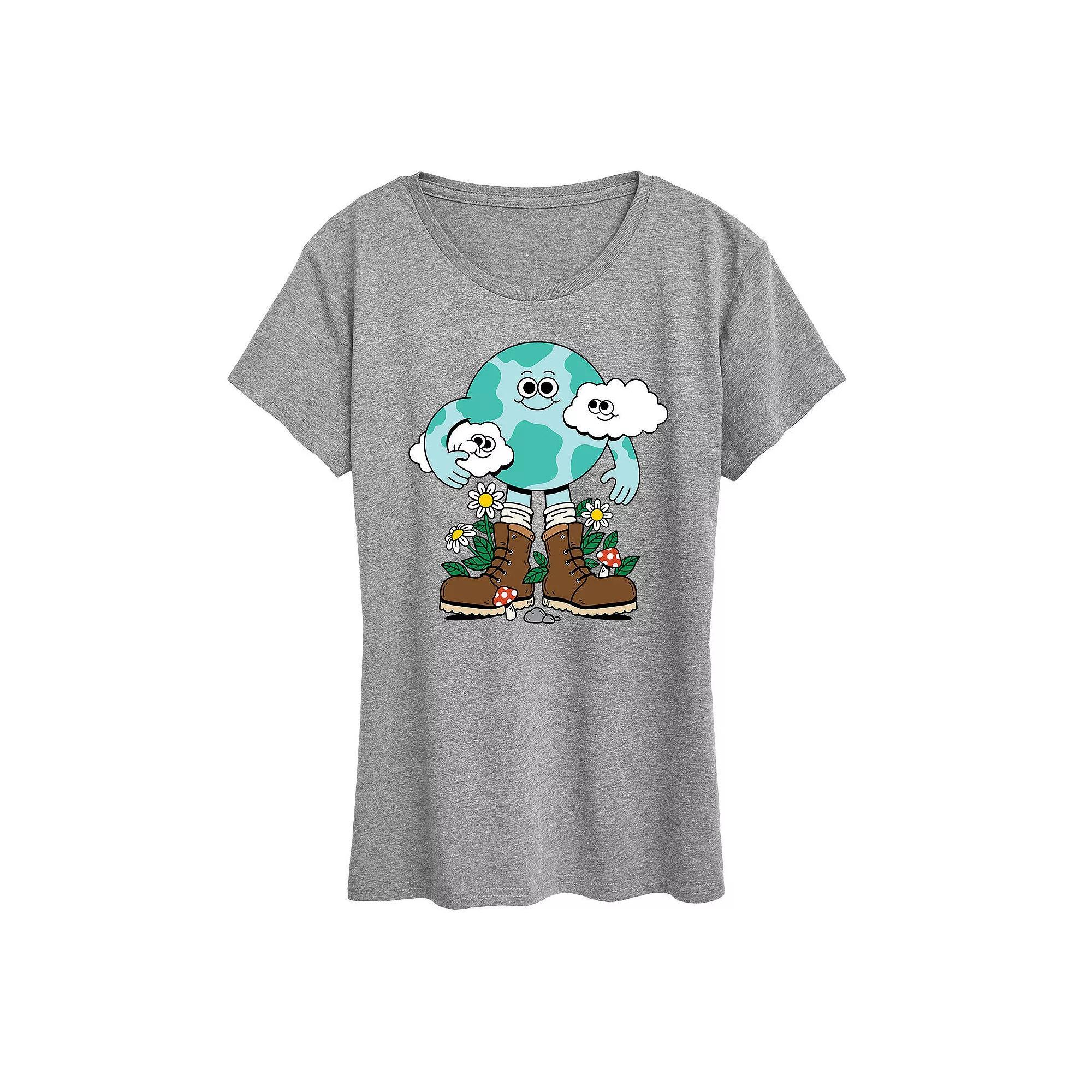 Womens Planet Earth Character Graphic Tees, Girls Grey Grey Product Image