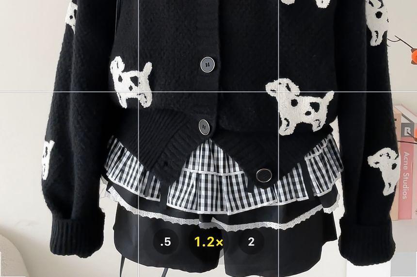 Round Neck Dog Print Cardigan Product Image