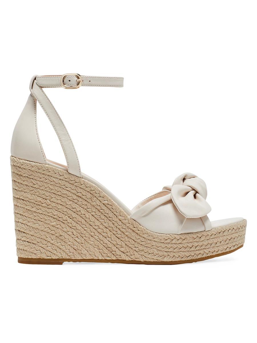 kate spade new york Tianna Metallic Leather Bow Platform Wedge Espadrille Sandals Product Image