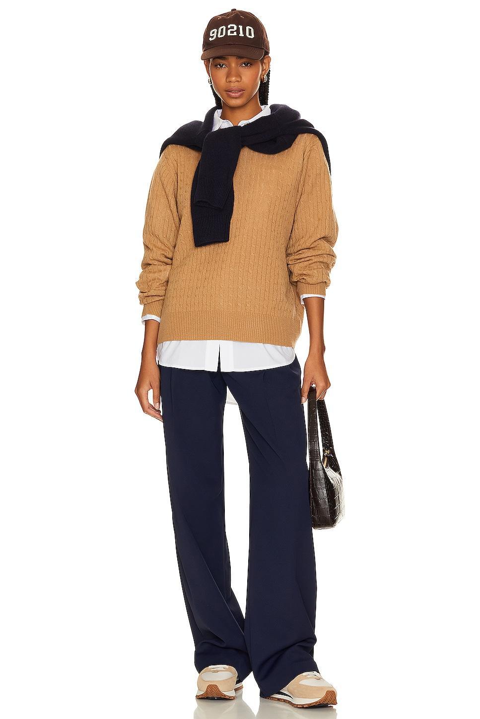Cashmere Cropped Cable Crew Product Image
