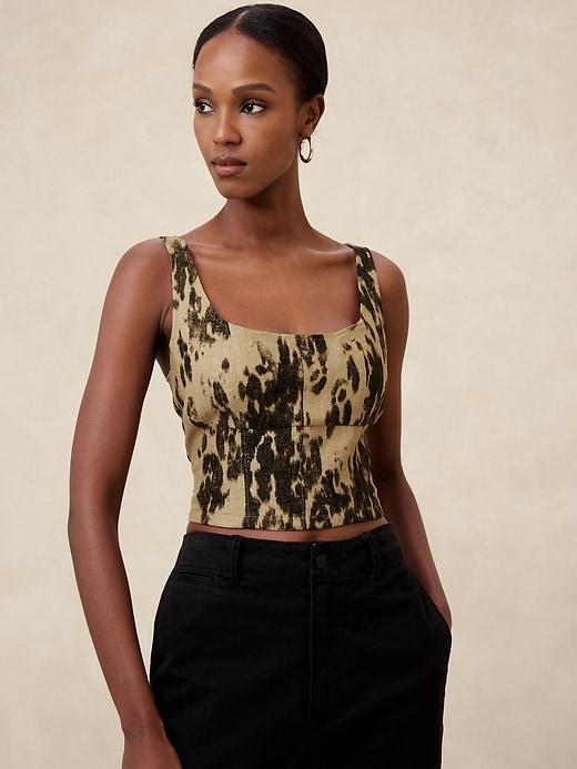 Linen-Blend Cropped Bustier Product Image