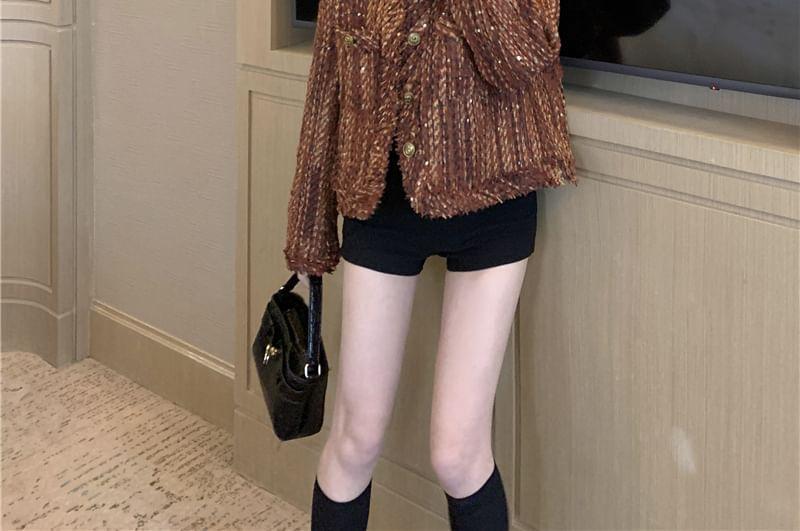 Patterned Fringed Trim Single-Breasted Jacket Product Image