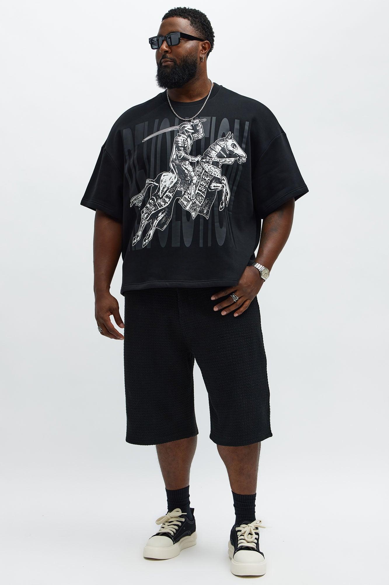 Tyson Oversized Crusader Printed Short Sleeve Tee - Black Product Image