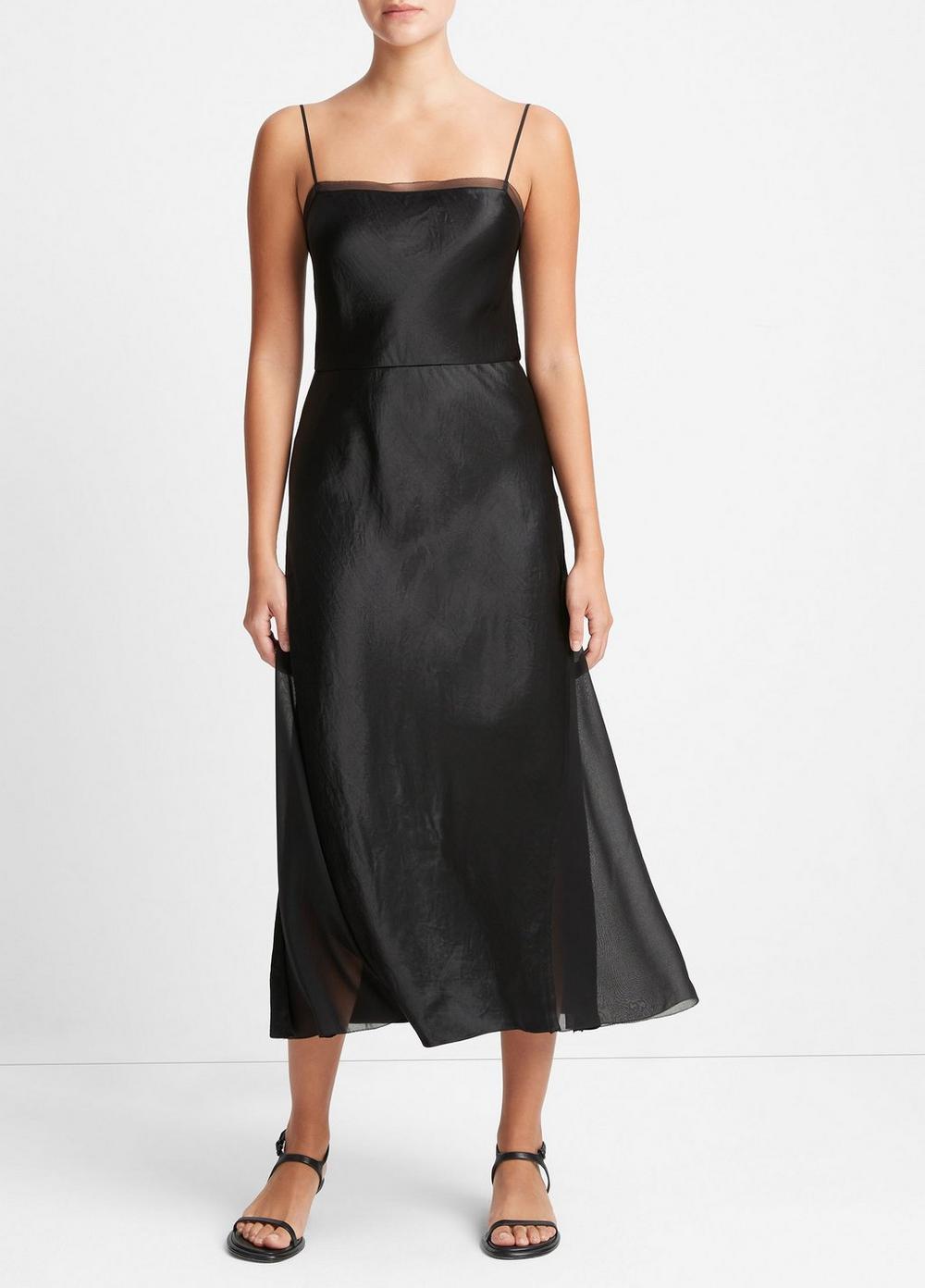 Womens Sheer-paneled Slip Dress, Iris Smoke, Size 12 Vince Product Image