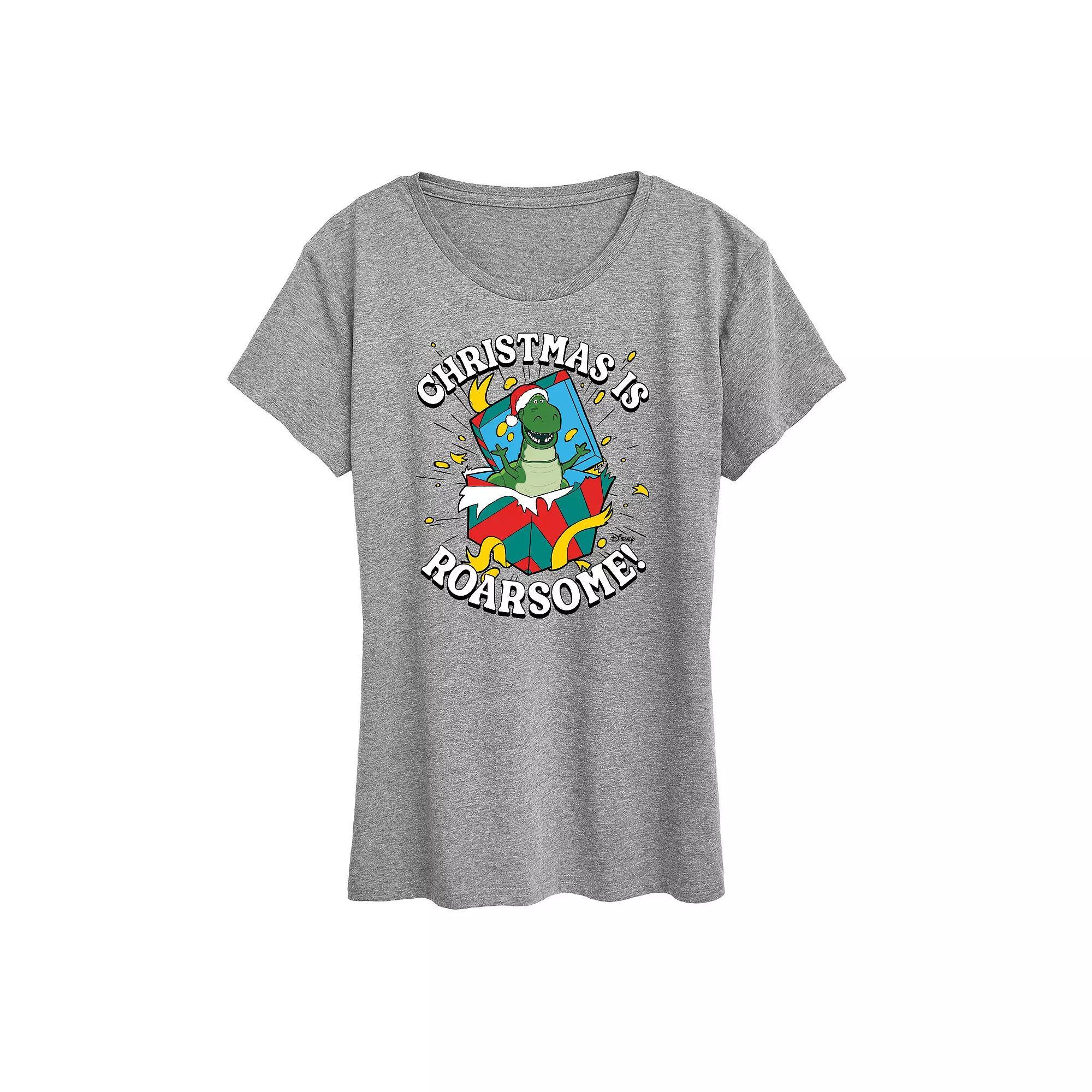Disney / Pixars Toy Story Womens Christmas Is Roarsome Graphic Tee, Girls Grey Gray Product Image