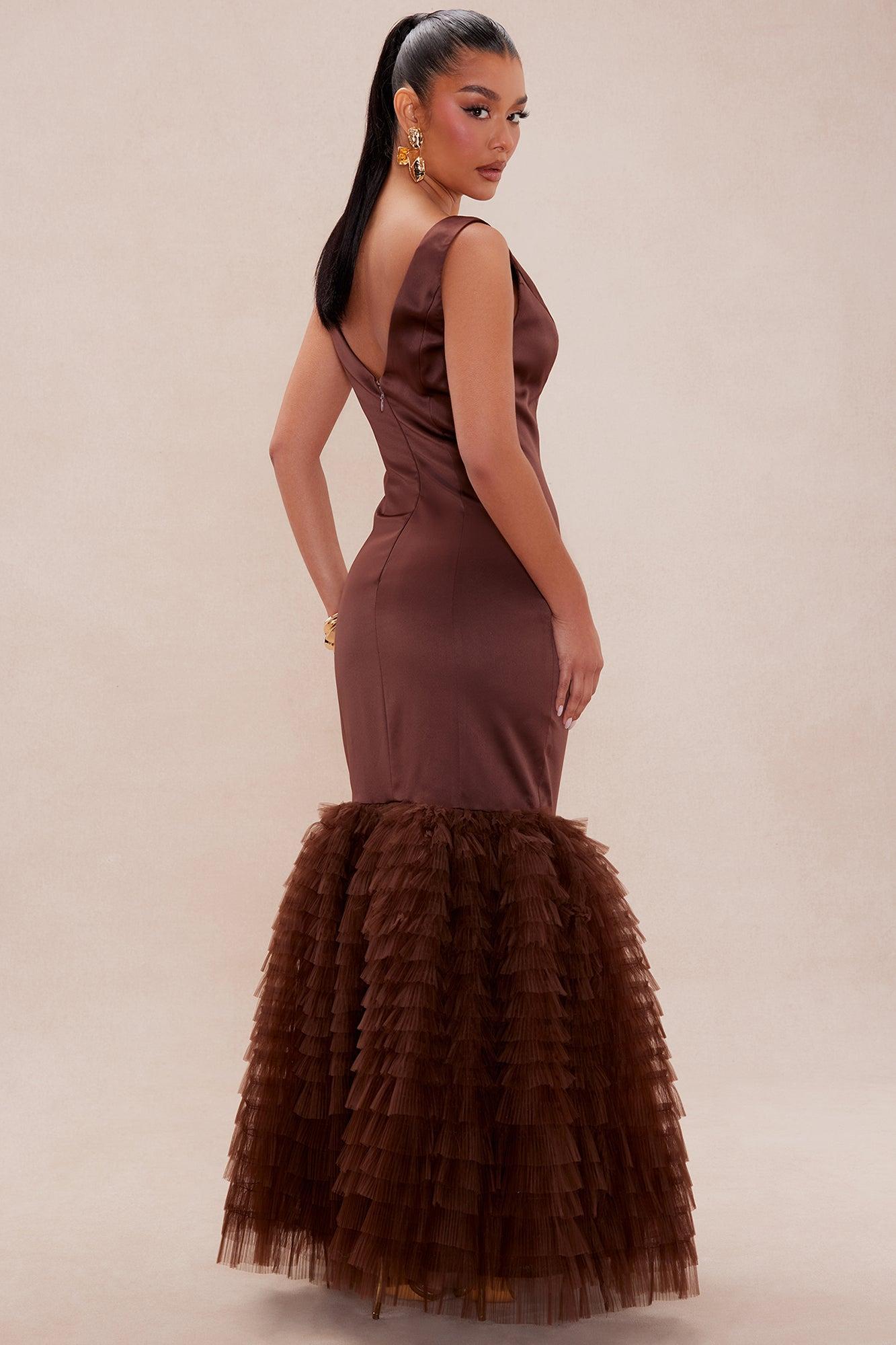 Maria Satin Gown - Chocolate Product Image