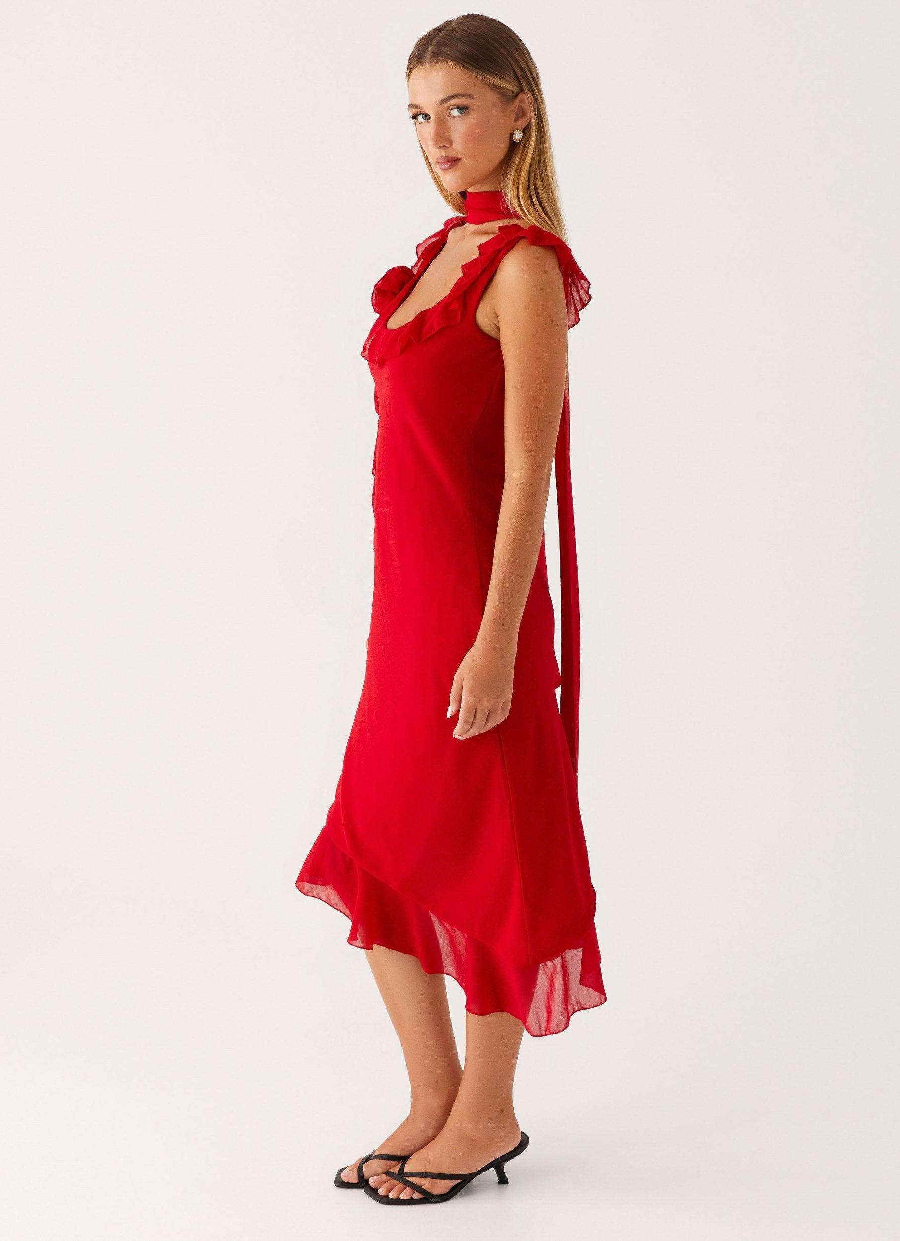 Fariday Midi Dress - Red Product Image