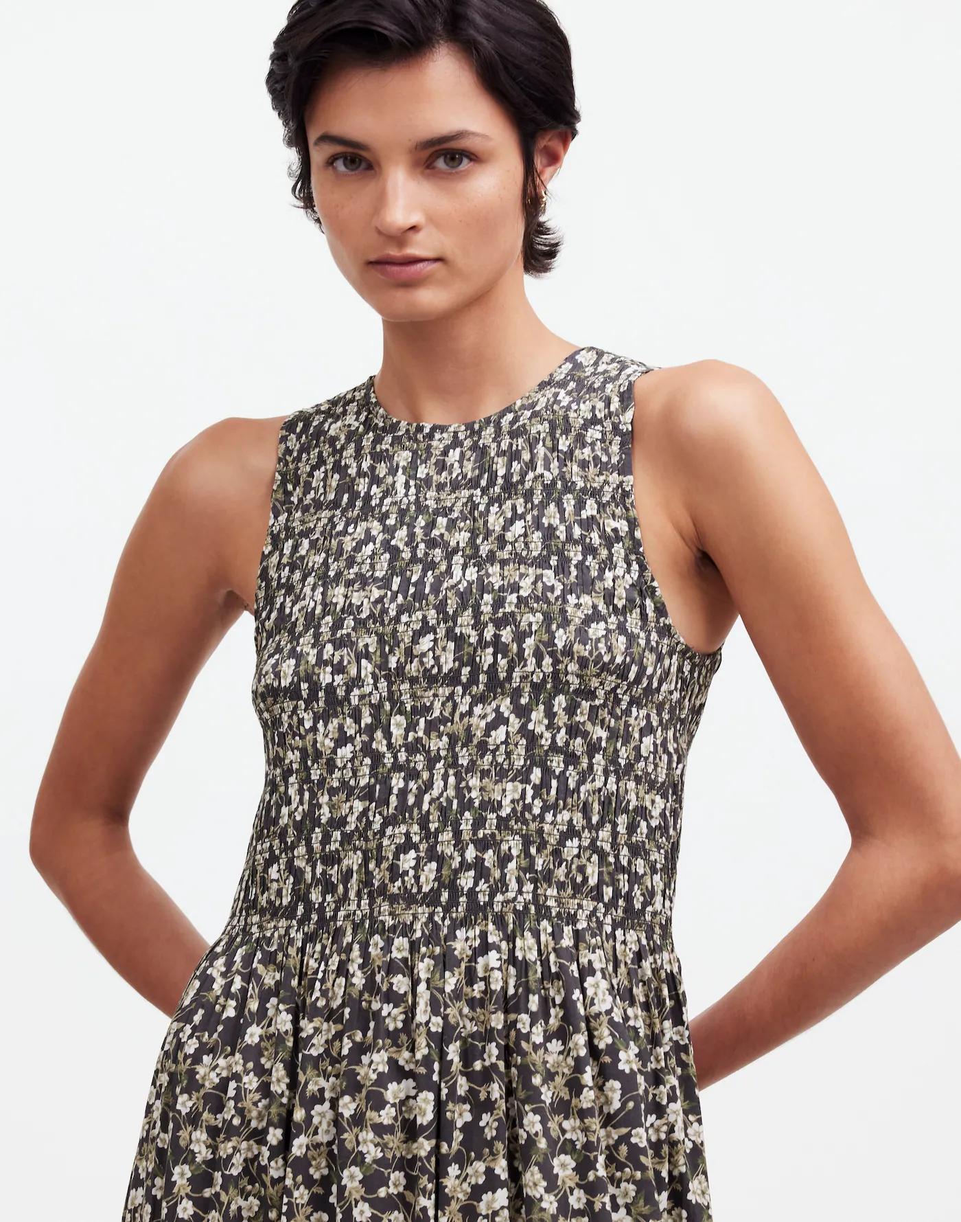 The Petite Melody Smocked Midi Dress in Floral Product Image