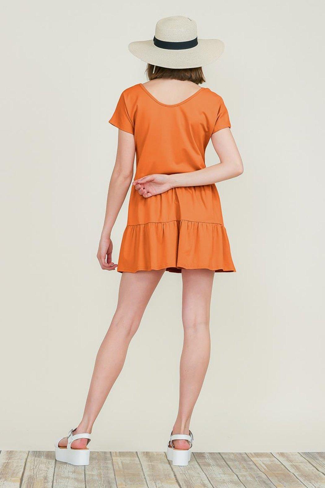 Ruffle Hem Short Sleeve 2 Layered Mini Dress Product Image