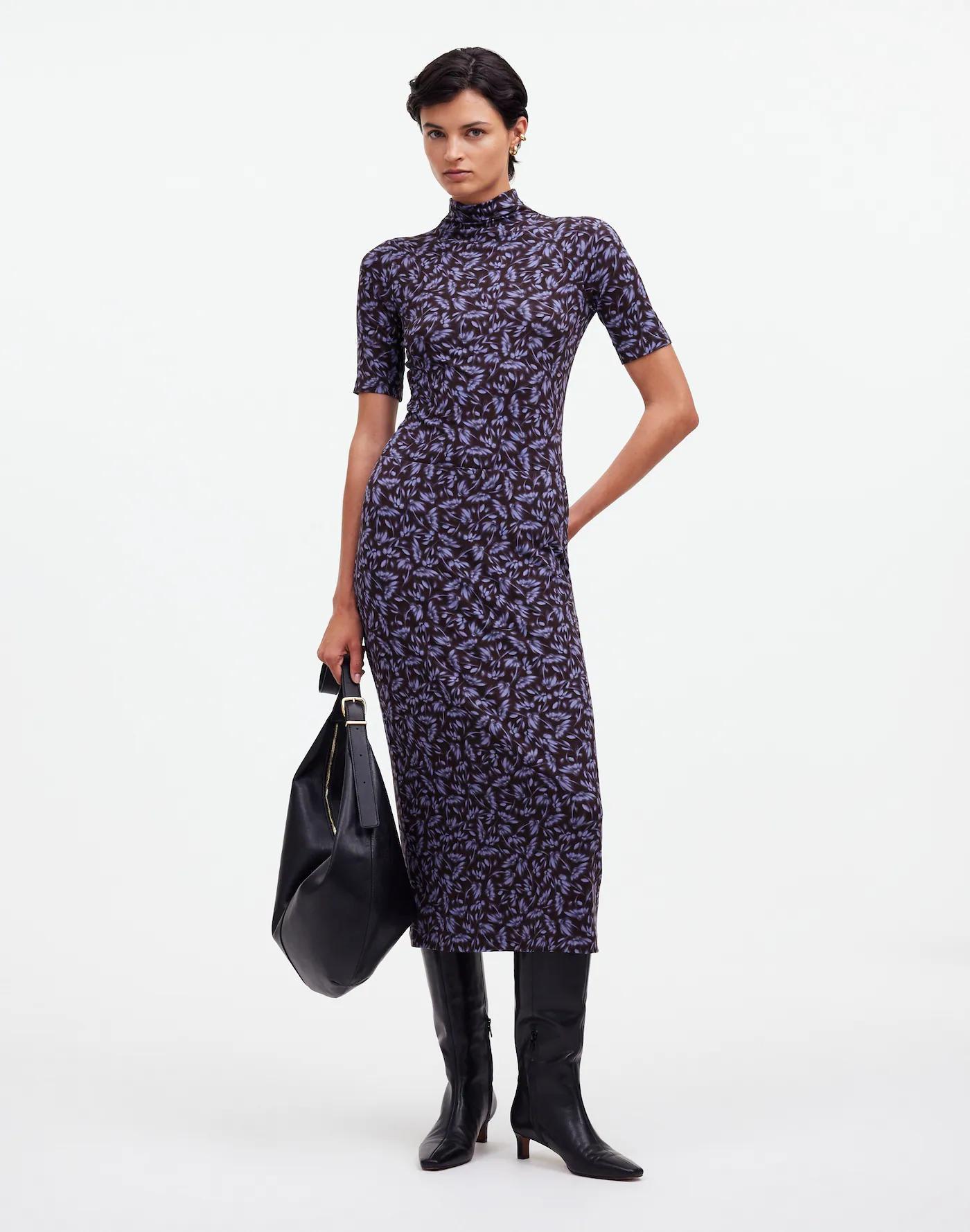 Drapey Pull-on Midi Skirt in Floral Product Image