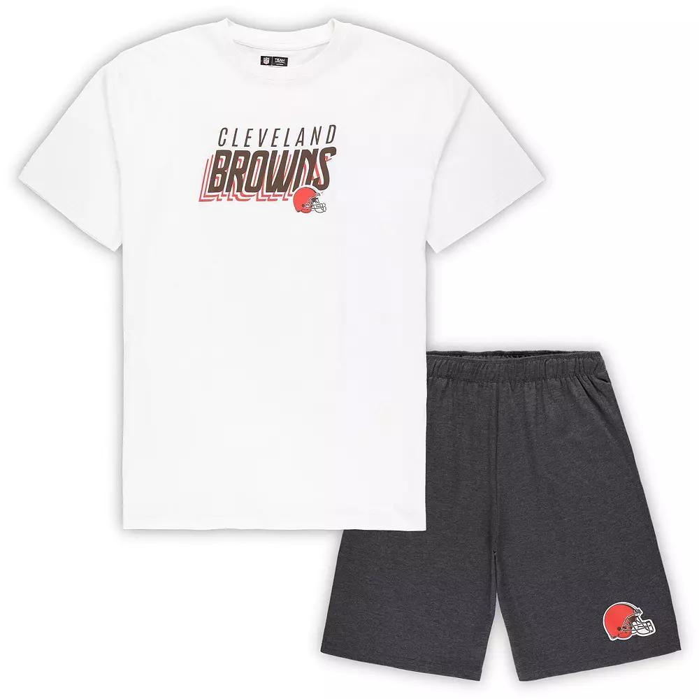 Men's Concepts Sport White/Charcoal Cleveland Browns Big & Tall T-Shirt and Shorts Set, Size: 4XLT Product Image