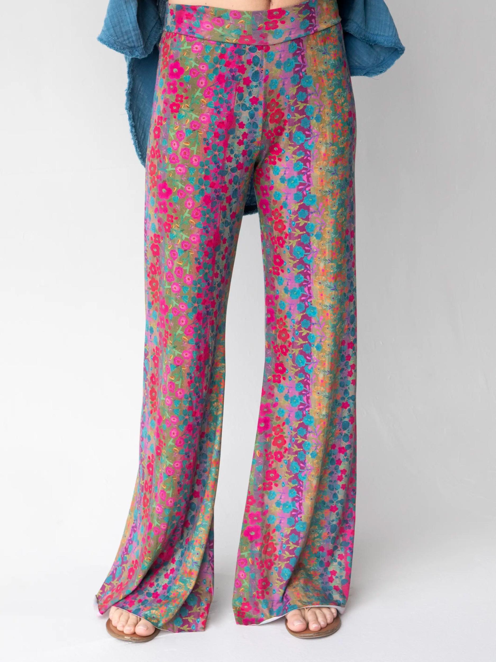Cali Knit Flare Pant - Dark Rainbow Floral Product Image