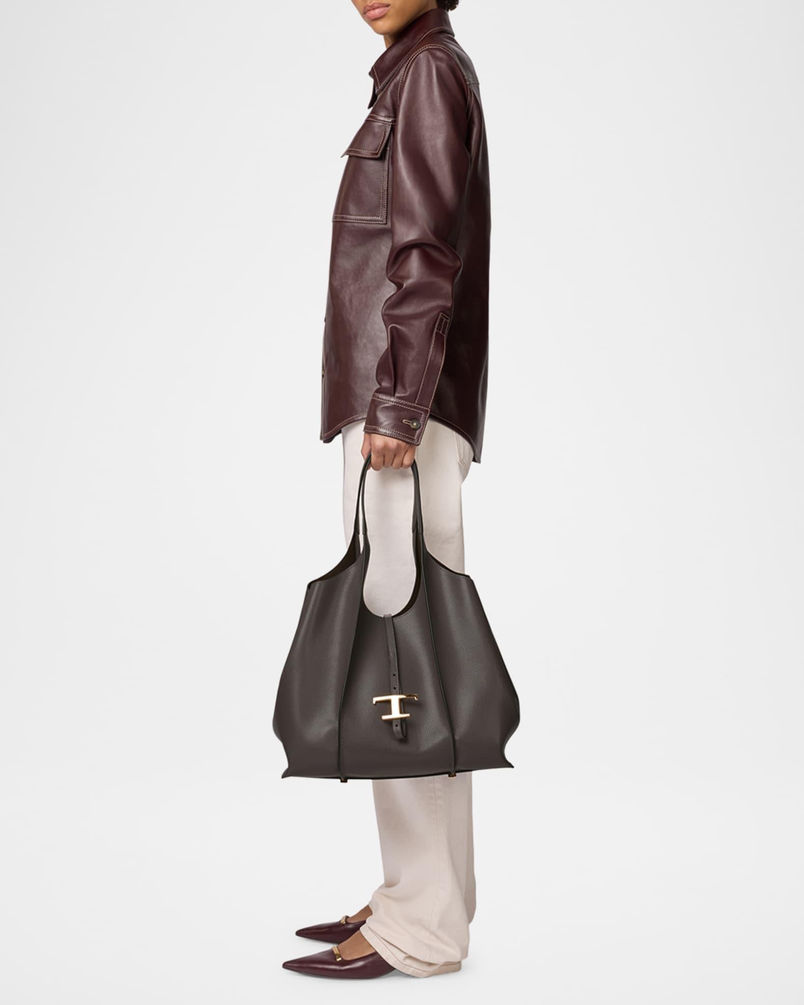 T Pendant Leather Shopper Tote Bag Product Image