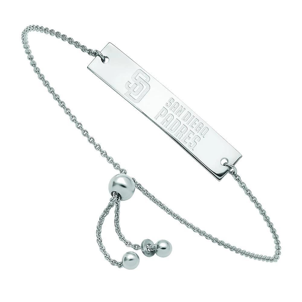 LogoArt Sterling Silver San Diego Padres Small Bar Adjustable Bracelet, Women's, Size: 9" Product Image