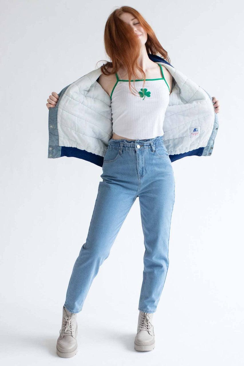 Embroidered Shamrock Ribbed Cropped Cami Product Image