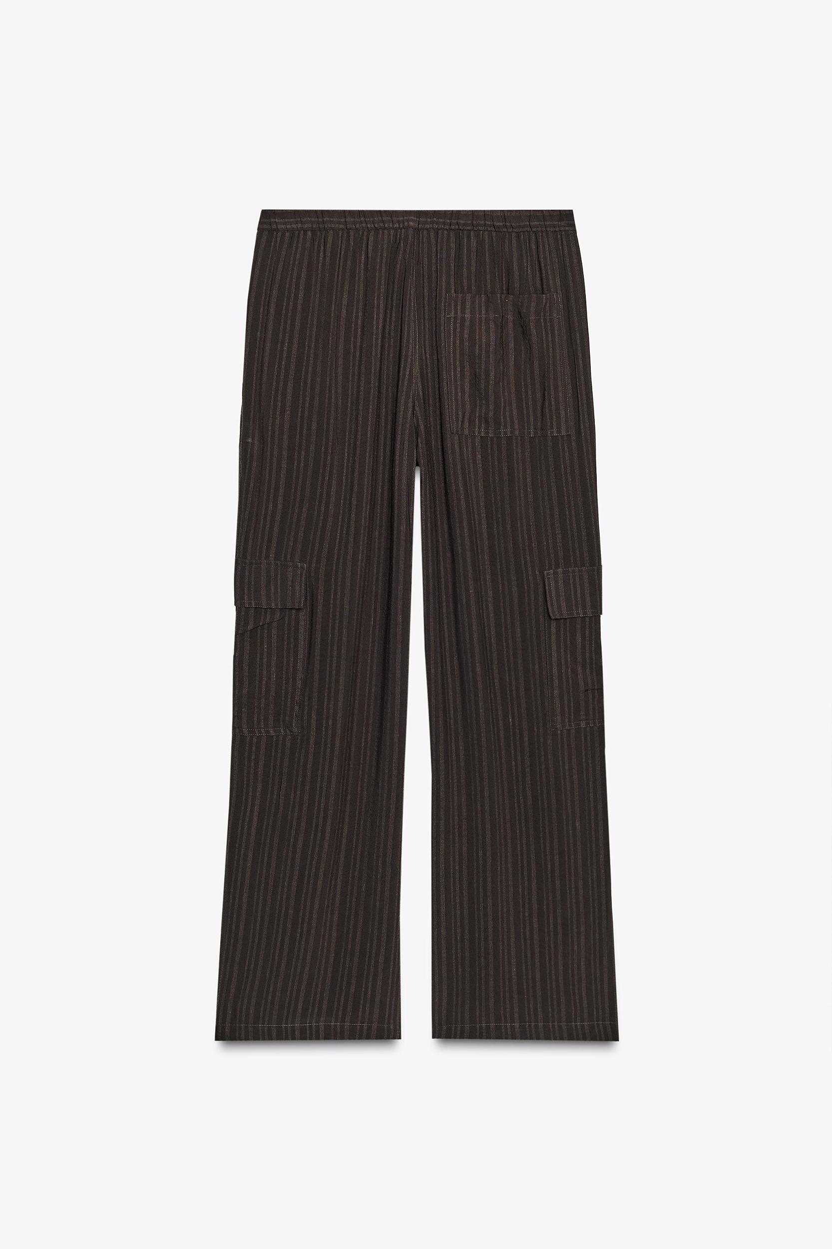 STRIPED FLOWY CARGO PANTS Product Image