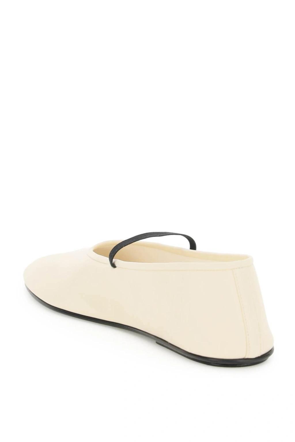 Leather Ballet Flats In White Product Image