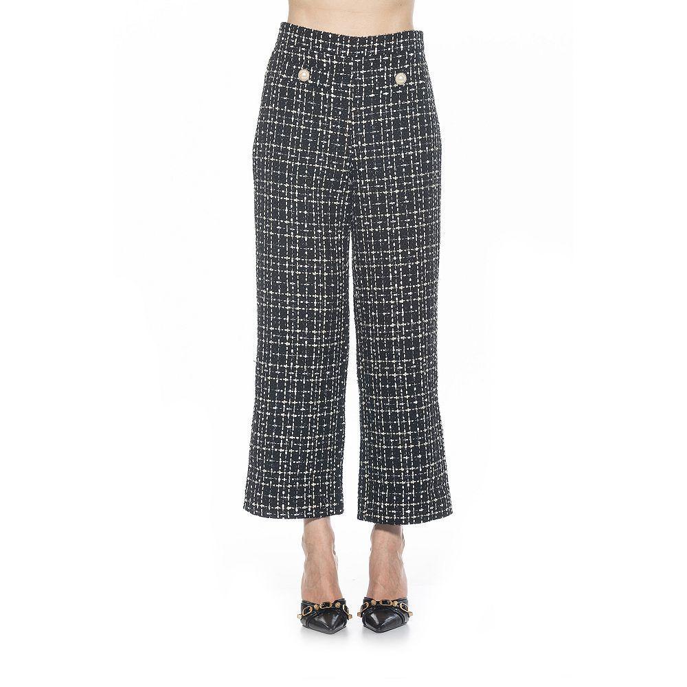 Women's ALEXIA ADMOR Jayden Wide-Leg Tweed Pants, Size: 2, Black White Product Image