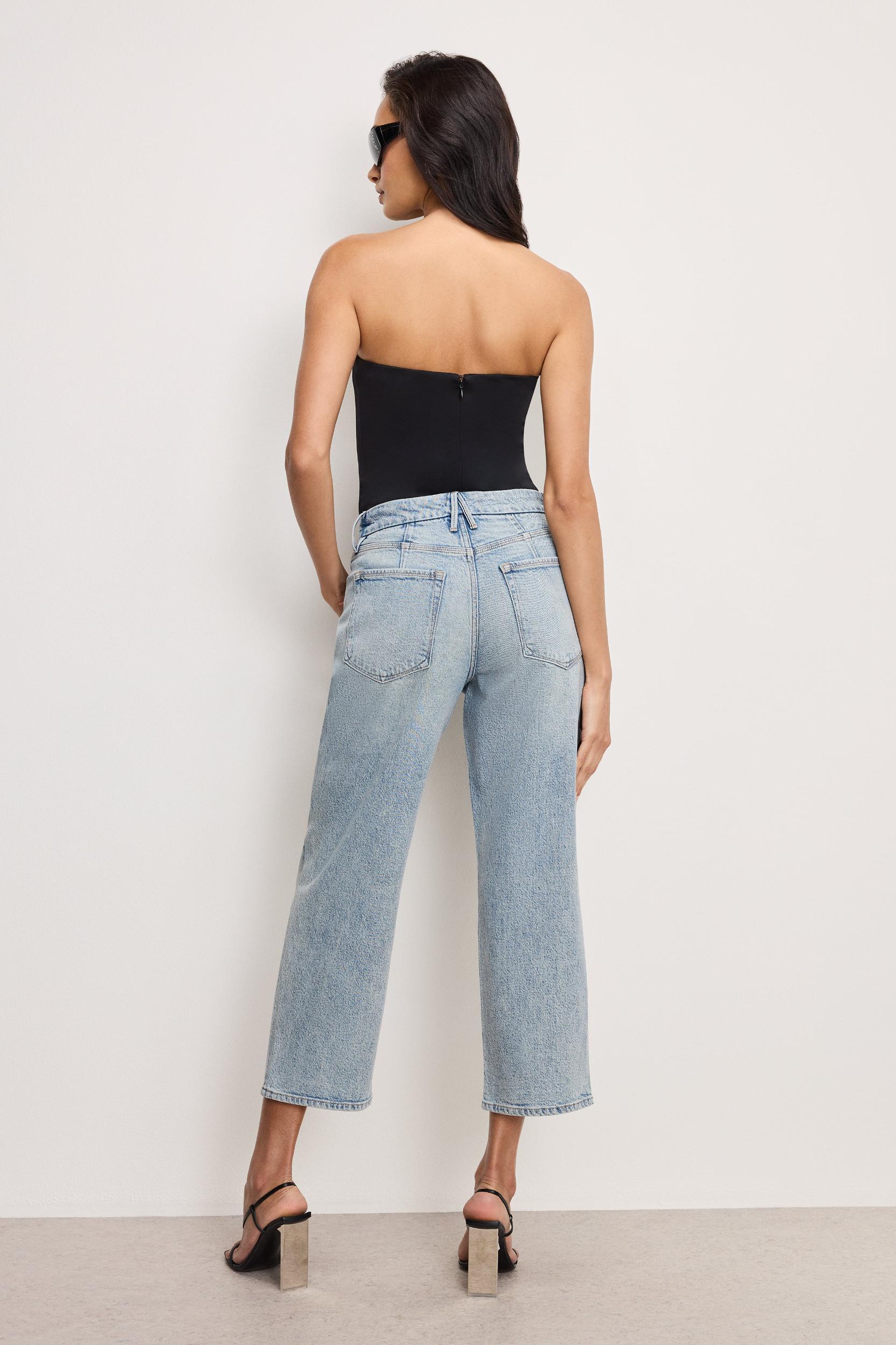 CRYSTAL STARS GOOD 90S CROPPED JEANS | INDIGO908 Product Image