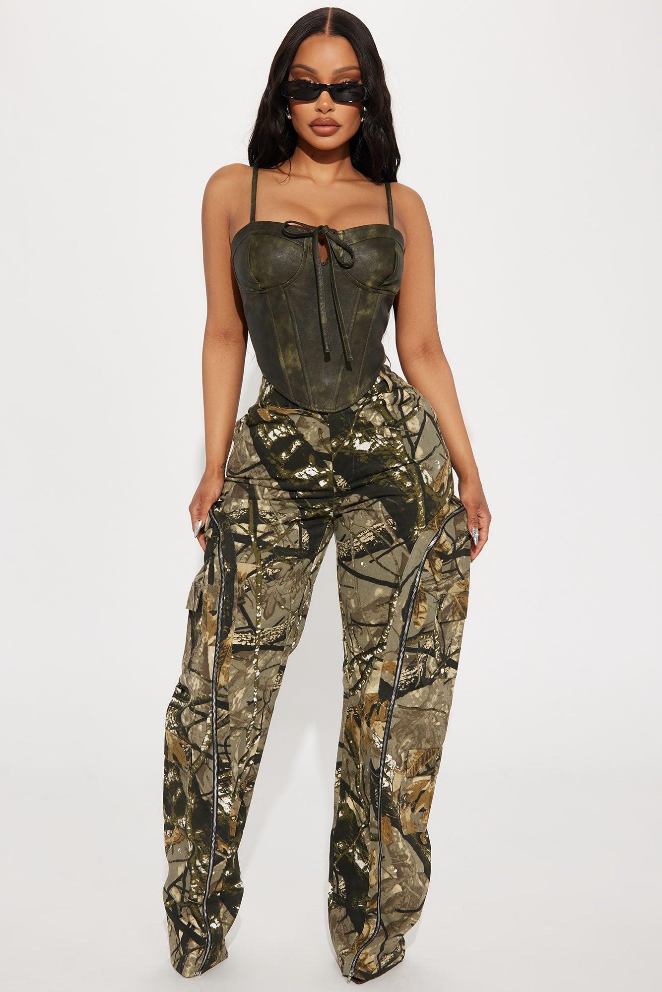 Fast Lane Washed Faux Leather Corset Top - Olive Product Image