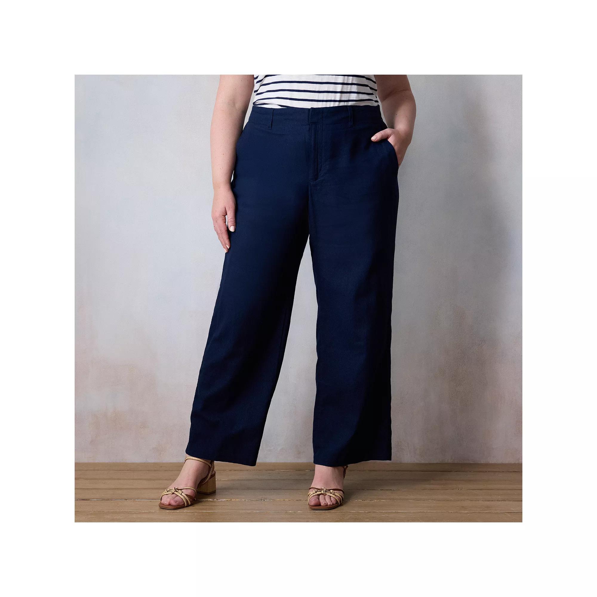 Plus Size LC Lauren Conrad Elastic Back Drapey Trouser Pants, Women's, Size: 26 W, Blue Water Product Image