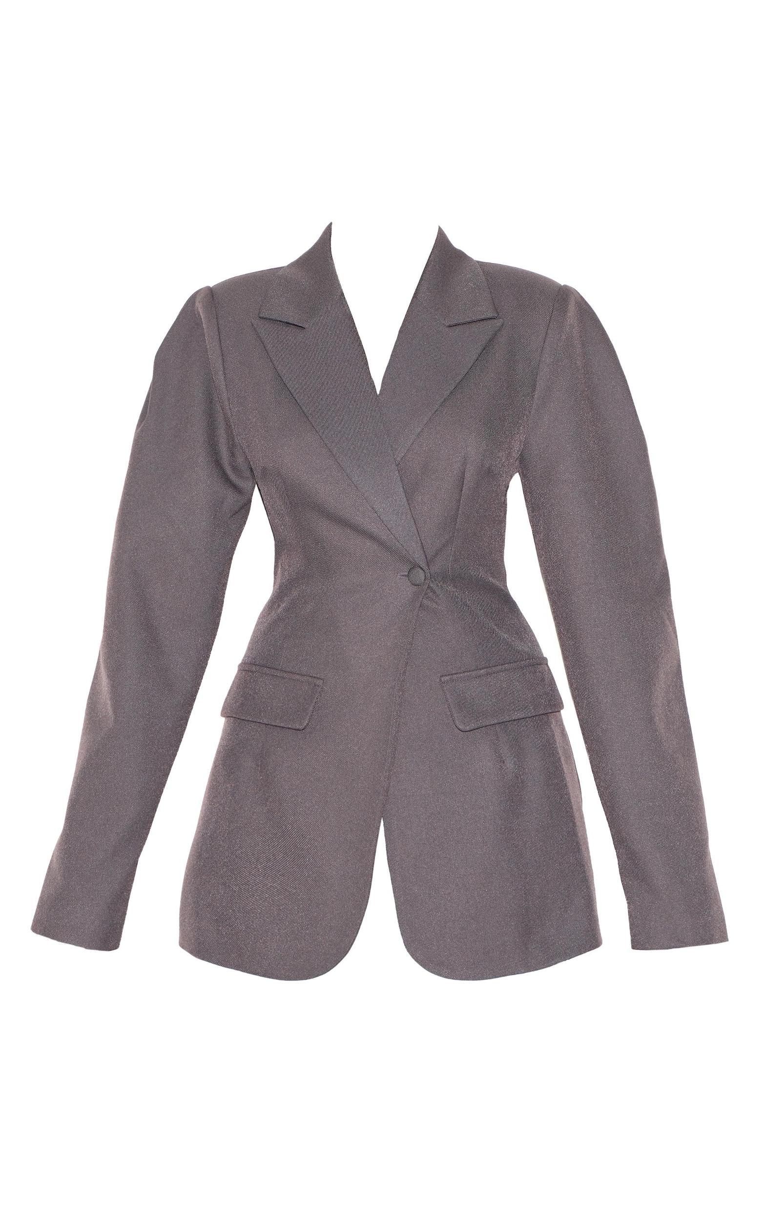 Charcoal Drop Shoulder Cinch Waist Extreme Oversized Blazer Product Image