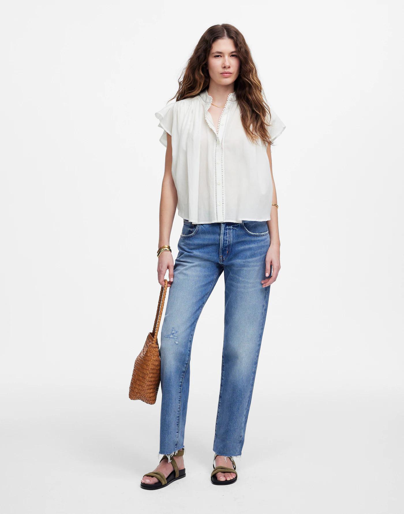 Shirred Lace-Trim Top Product Image
