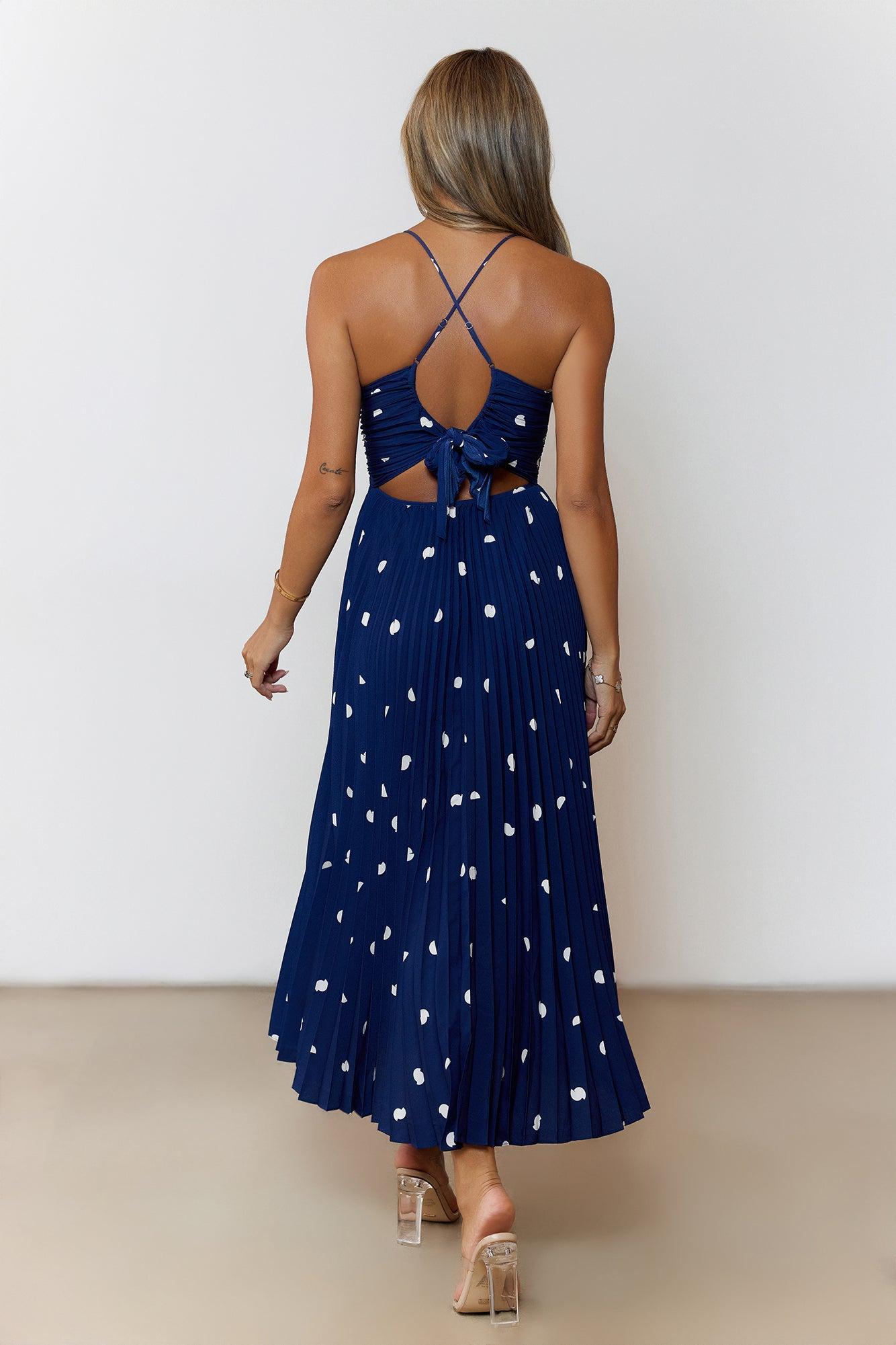 Dotty Daydream Midi Dress Navy Product Image
