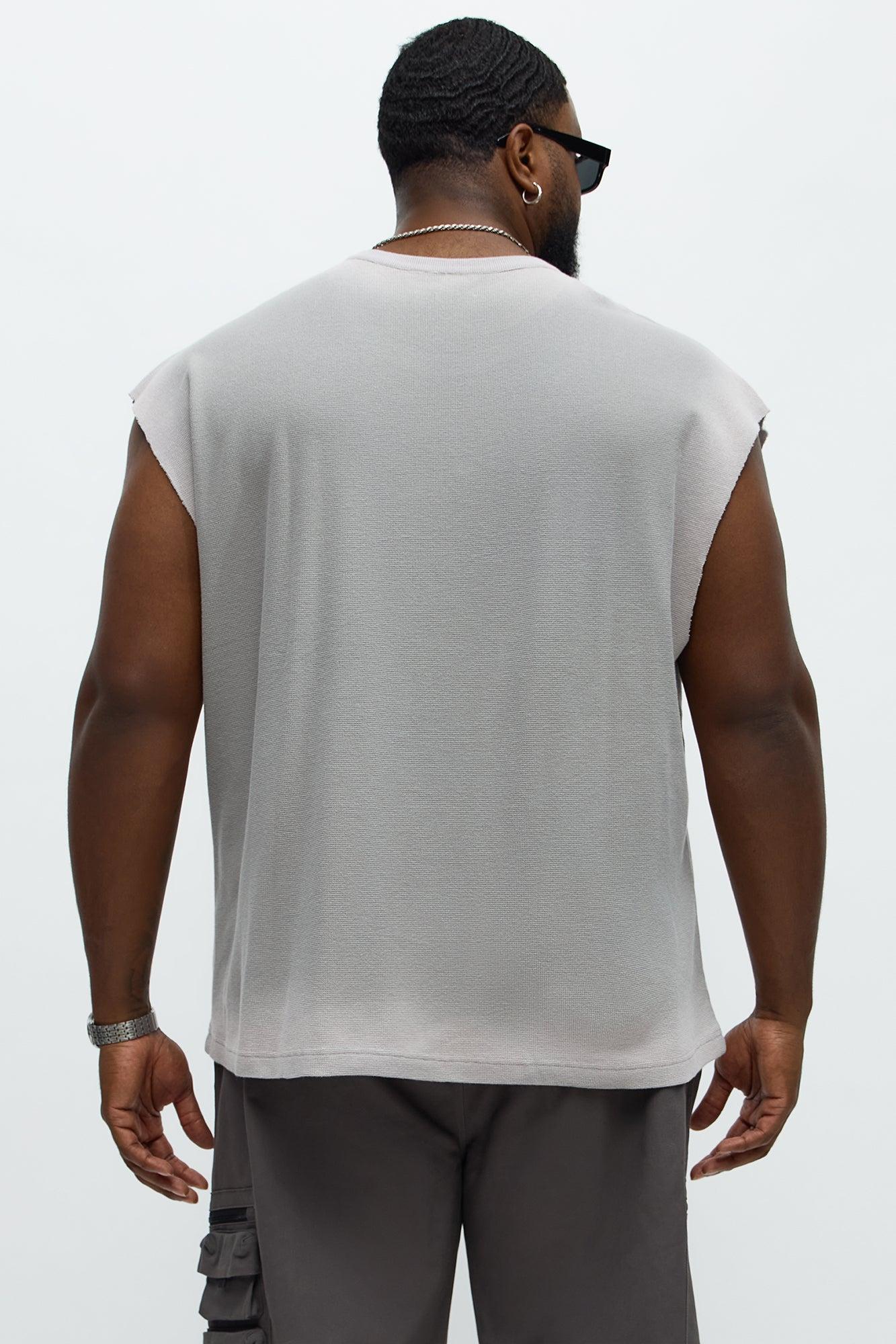 Relaxed Washed Quote Muscle Tank - Dark Grey Product Image