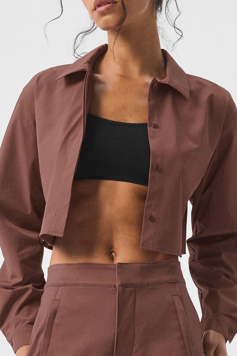 Cropped Take Me Out Button Up - Chestnut Product Image