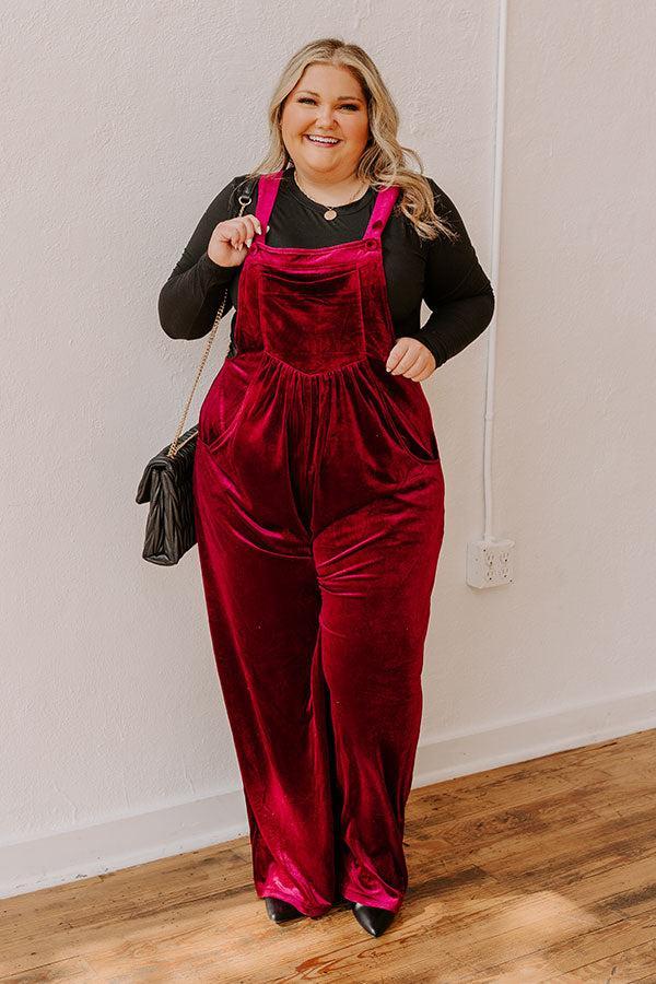 Holiday Cheer Velvet Jumpsuit in Wine Curves Product Image