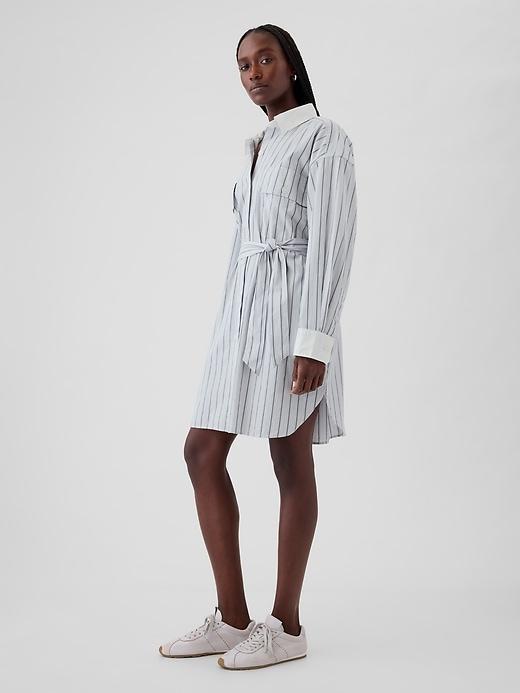 Organic Cotton Striped Mini Shirtdress Product Image