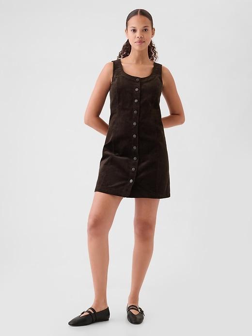 Corduroy Button Mini Dress Product Image