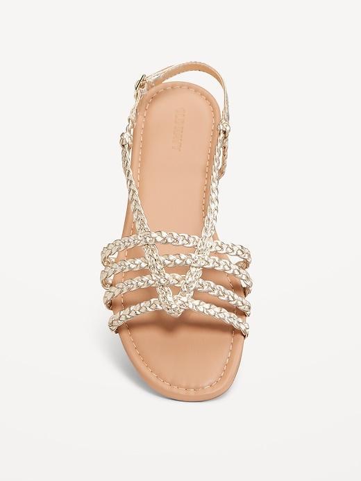 Faux-Leather Braided Flat Sandals Product Image
