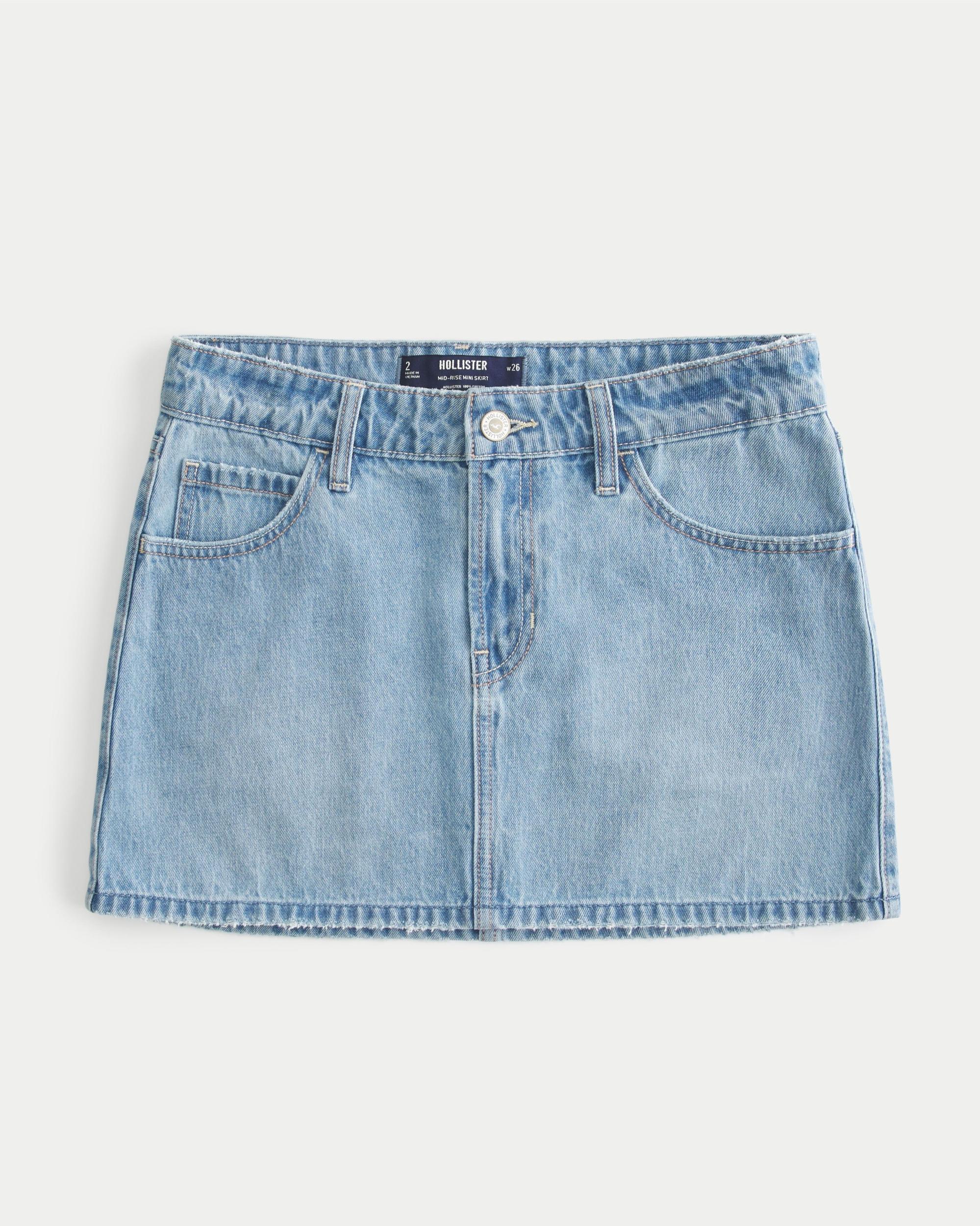 Mid-Rise Denim Mini Skirt Product Image