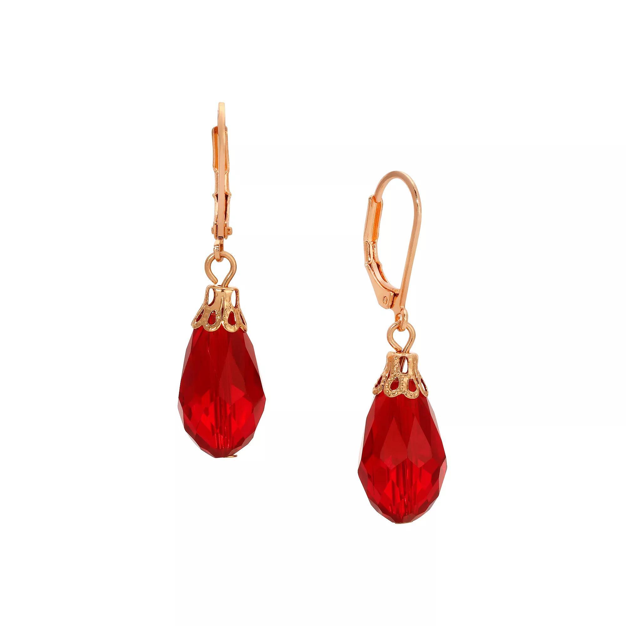 1928 Faceted Bead Drop Earrings, Womens, Red Product Image