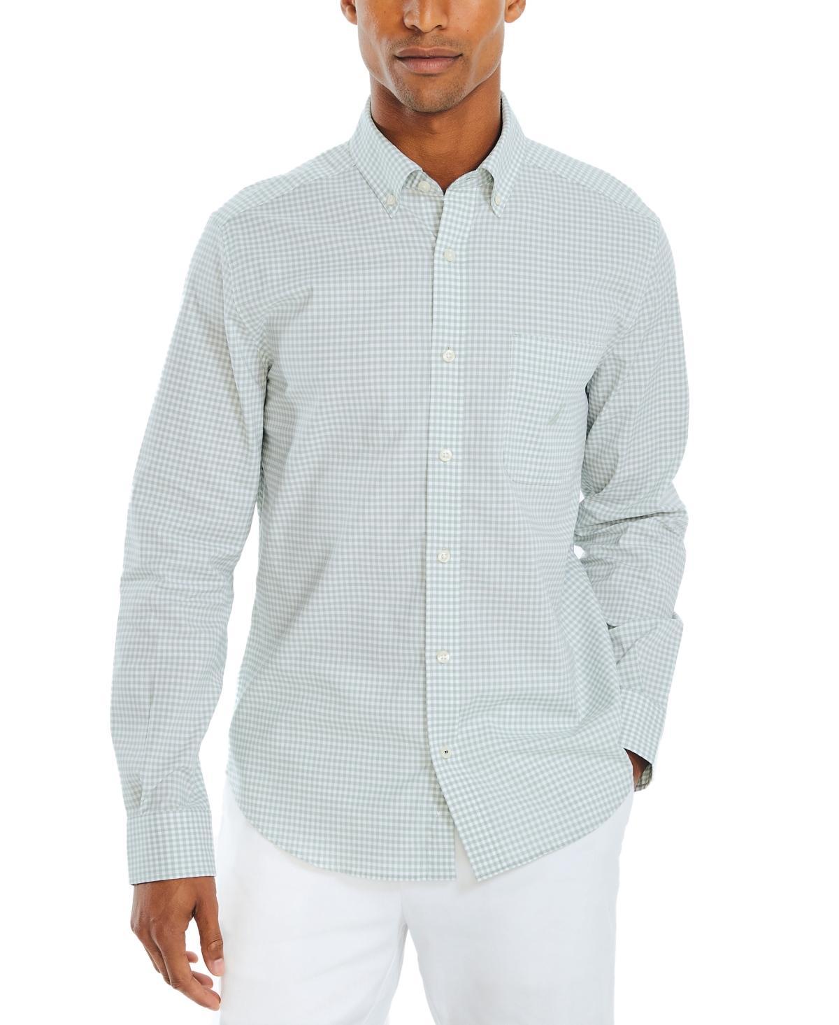 Nautica Mens Classic-Fit Long-Sleeve Gingham Check Poplin Shirt Product Image